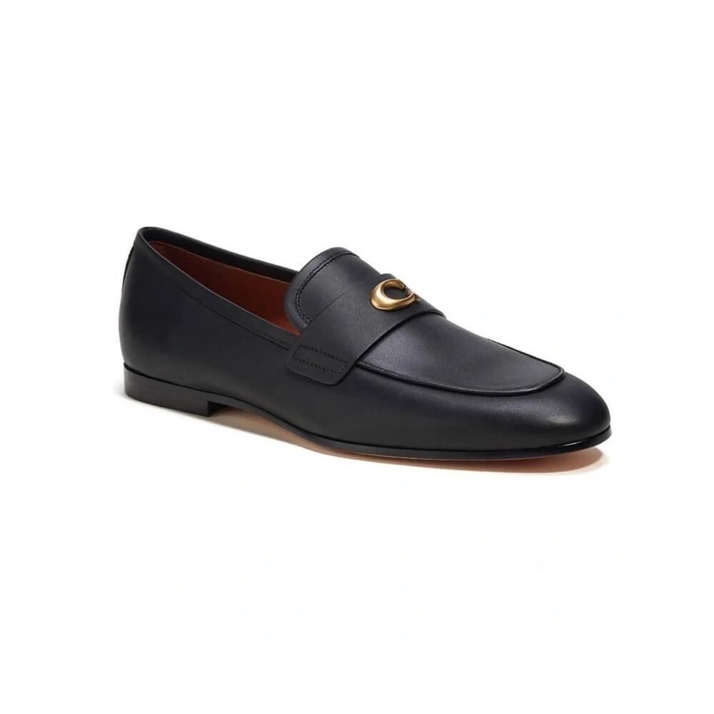 NIB COACH Sculpt C Black Leather Loafers Size 8